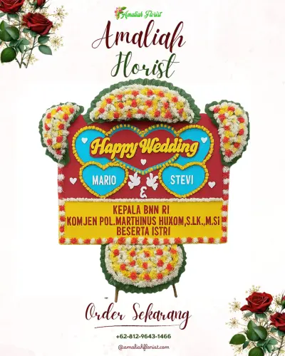 Karangan Papan Bunga Pernikahan di Moodu